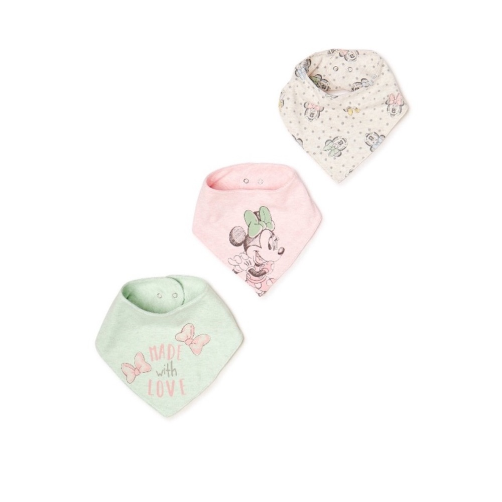 Disney Minnie Mouse Baby Bibs Set of 3 Bandana Drool Bibs